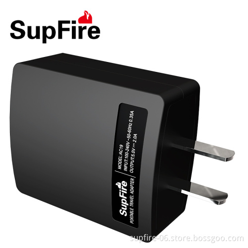 China DC 5V 2A plug charger SupFire AC19